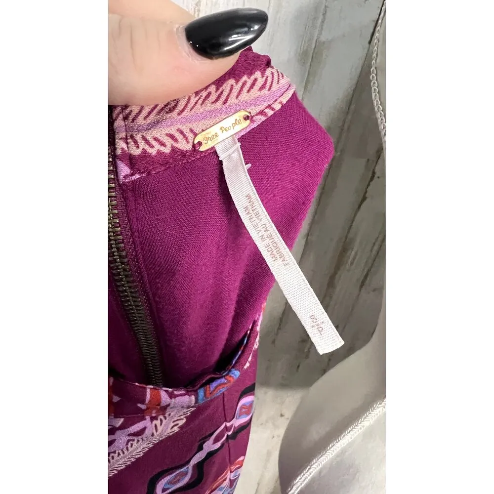 Free People Women's Small‎ Purple Geometric Long Sleeve Mini Dress - Image 7