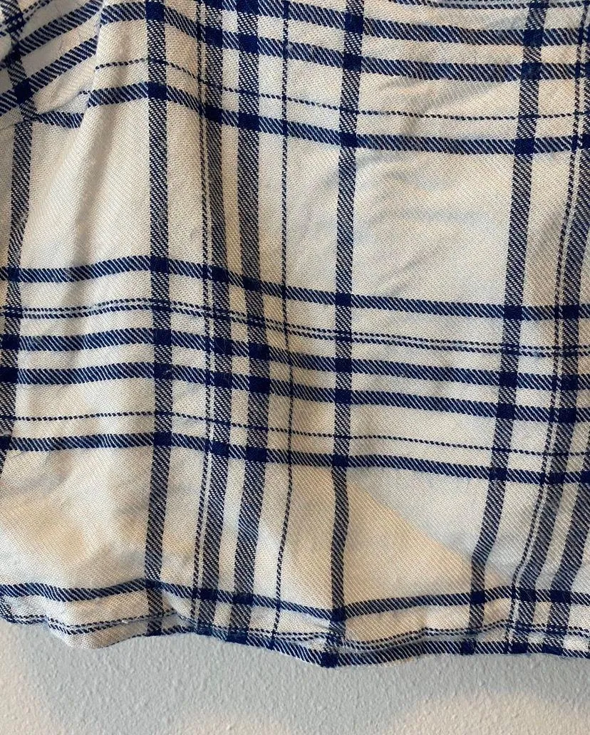 Lulu’s Warm Welcome White Blue Plaid - Image 6