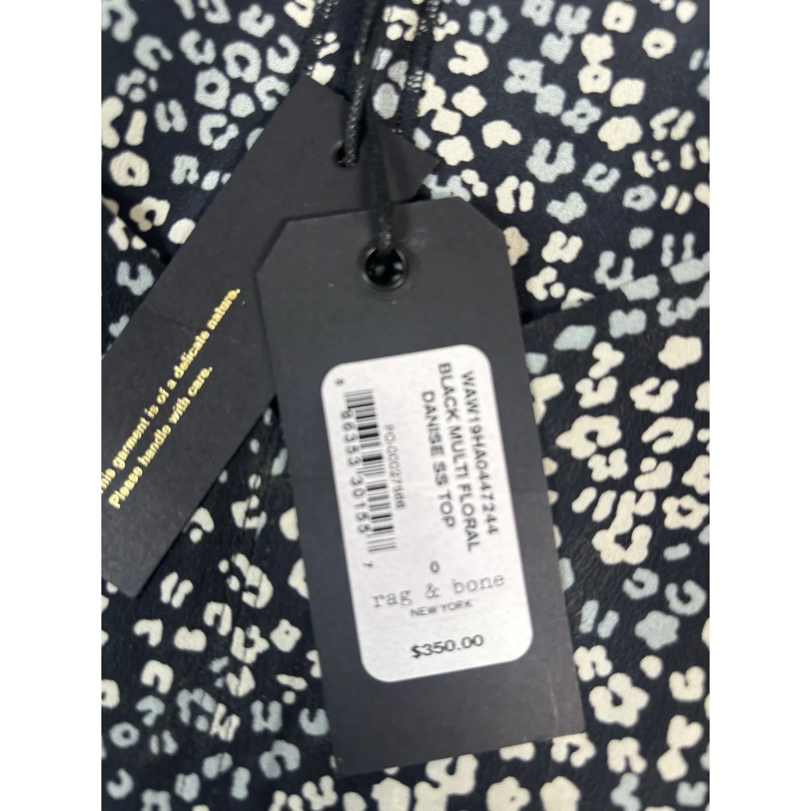 Rag & Bone Danise Silk Blouse Leopard Print Floral Abstract Pattern Size 0 NWT - Image 5