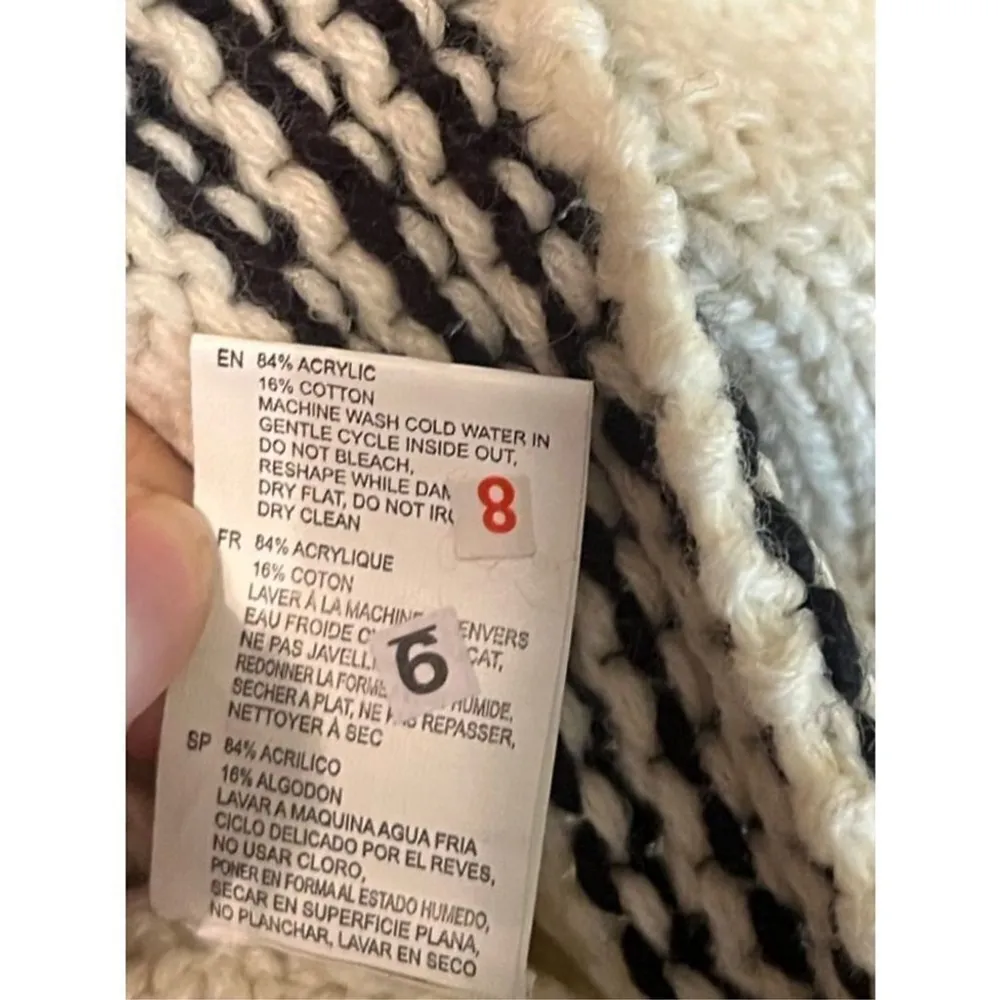 Cloth x Design Beige Multi Print Crochet Oversized Crop Turtleneck Sweater Sz M Brown Size M - Image 8