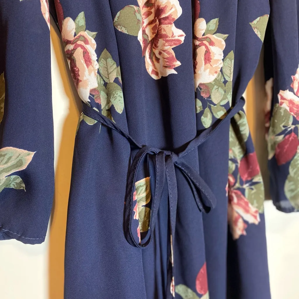 Rue21 Navy Blue Floral Off-Shoulder Dress Small - Image 4