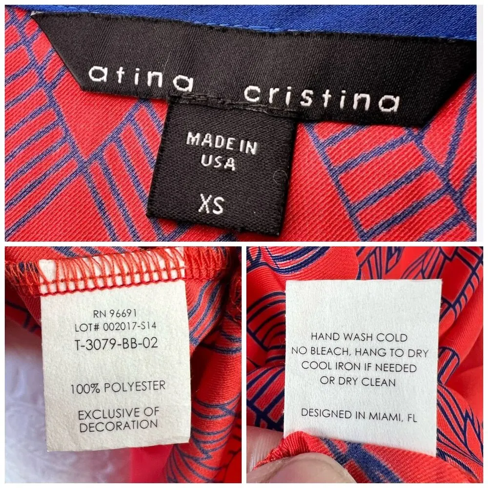 Atina Cristina Racerback Split Back Tank Top Orange Blue XS - Image 4