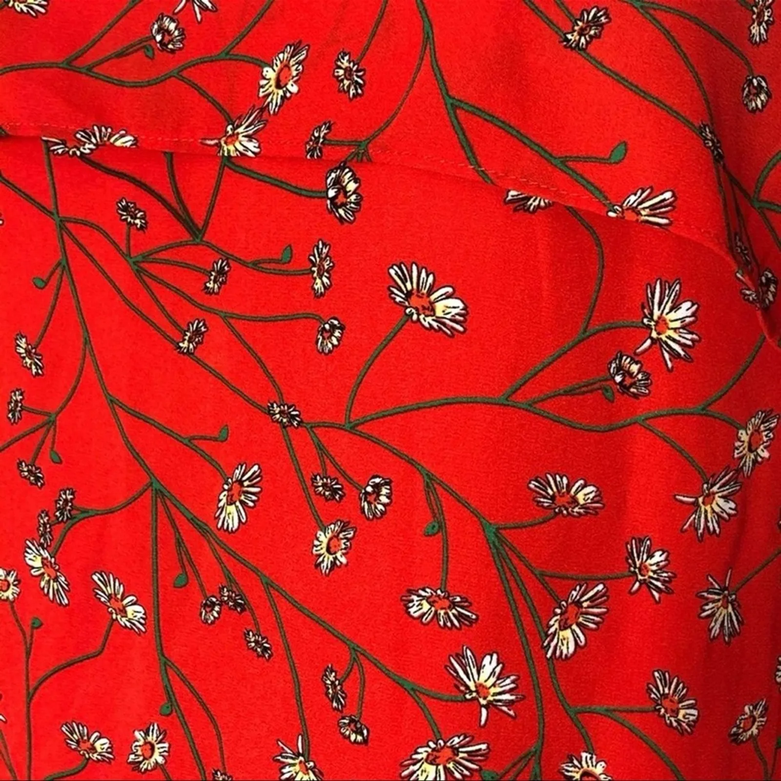 Tabitha Webb Red Daisy Ruffle Midi Sundress Halter High Low Size 2 - Image 8