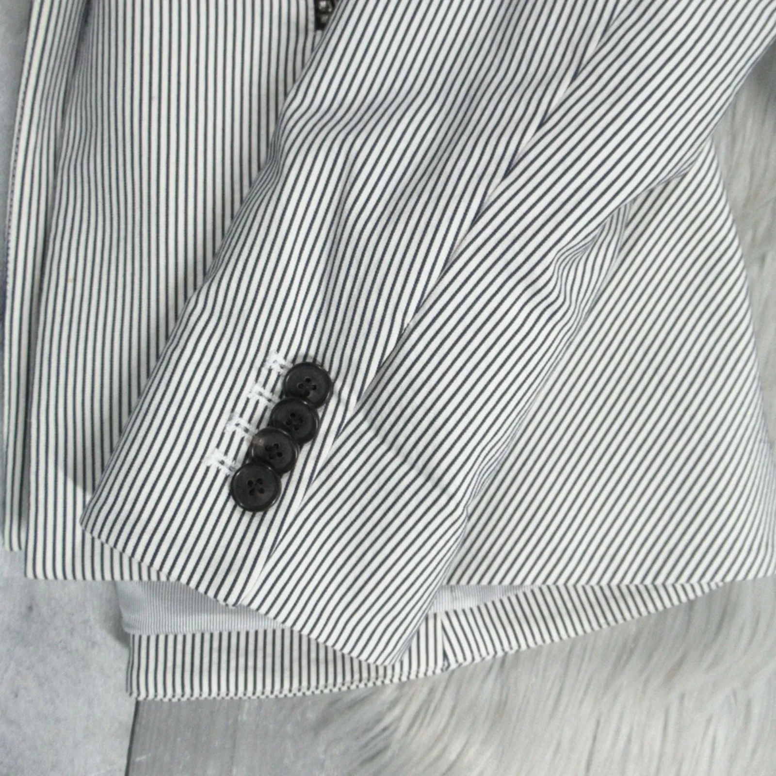 VERONICA BEARD Railroad Striped Blazer Removable Knit Hoodie Dickey Women Size 4 - Image 12