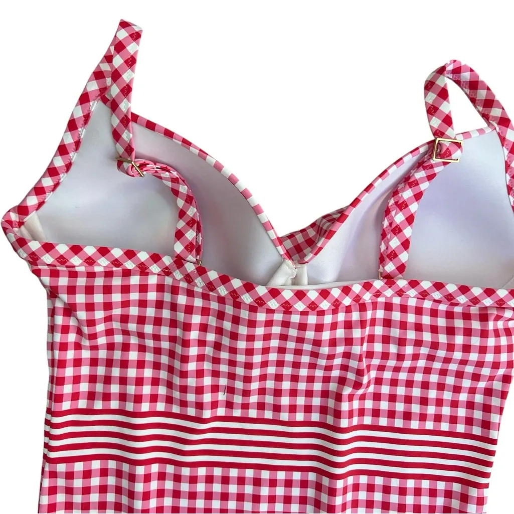 Land’s End Draper James Pink Gingham One Piece Swimsuit Size 12 - Image 4