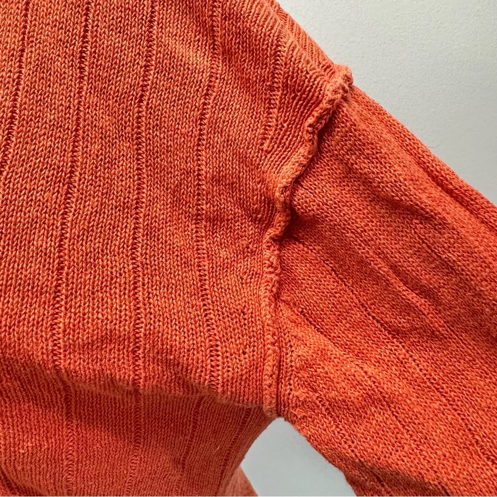 Free People Anthropologie Got Me Twisted Orange Knotted Front Cropped Sweater M - Image 9
