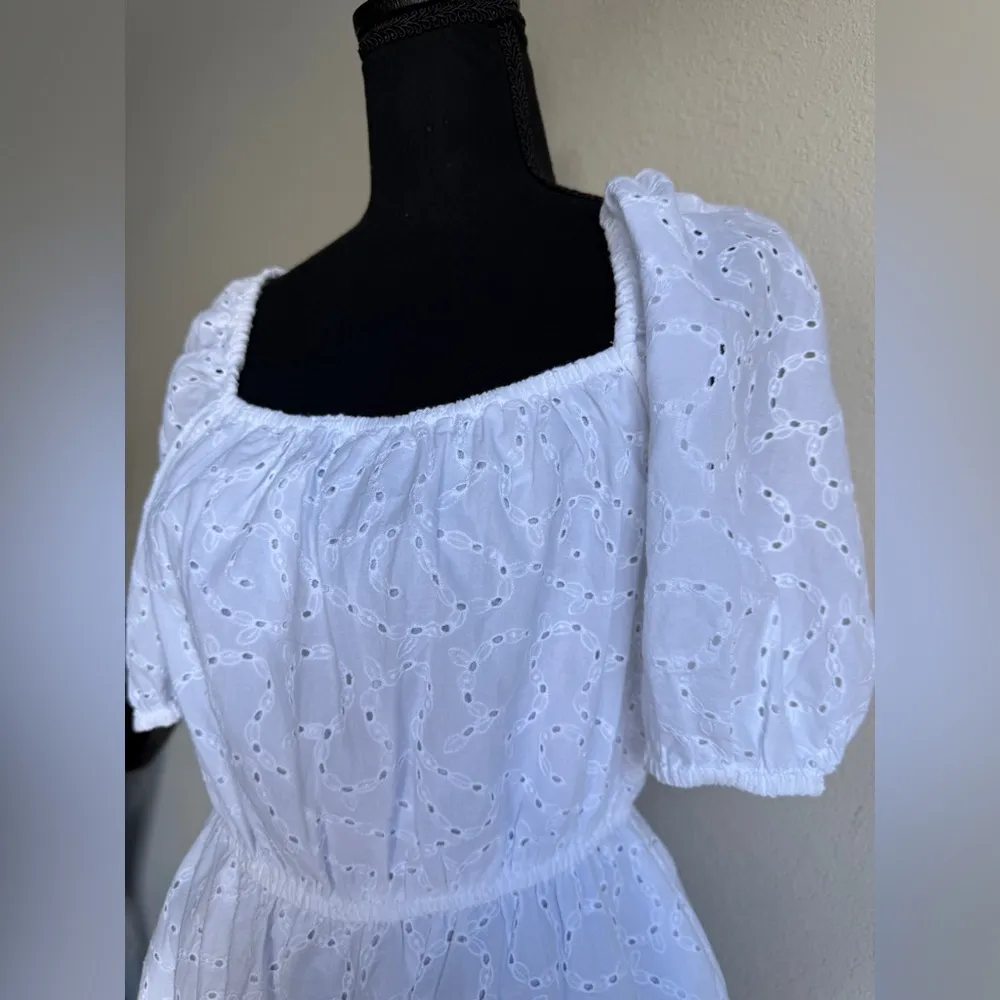& Other Stories White Eyelet Voluminous Broderie Anglaise Mini Dress - Image 6