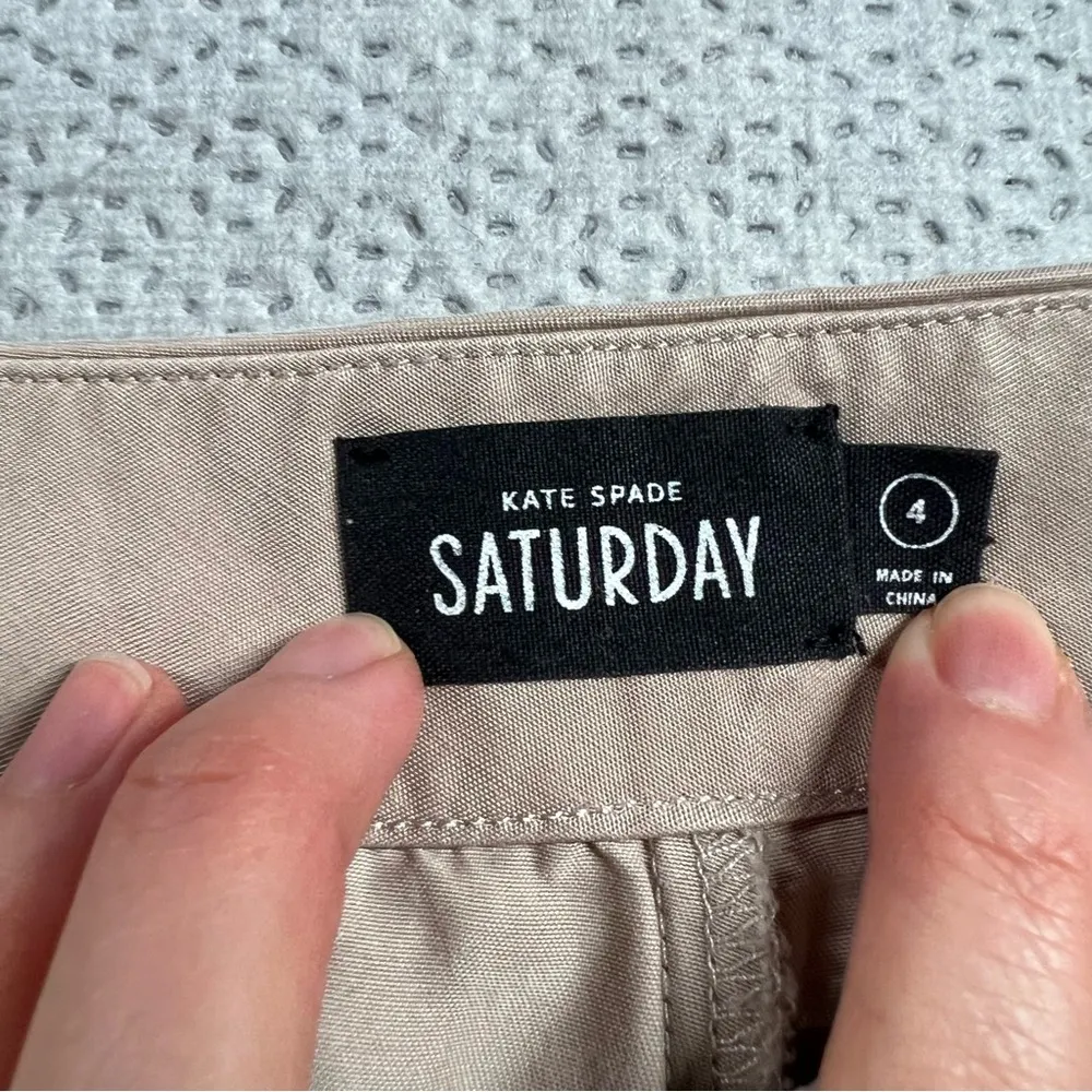 Kate Spade Saturday Tan Beige Straight Leg Trousers Size 4 EUC - Image 5