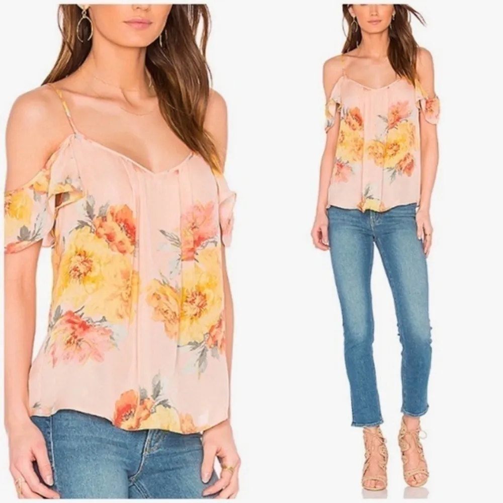 Joie Silk Adorlee Top in Light Apricot Pink/Orange‎ Floral Print, Size XS - Image 11