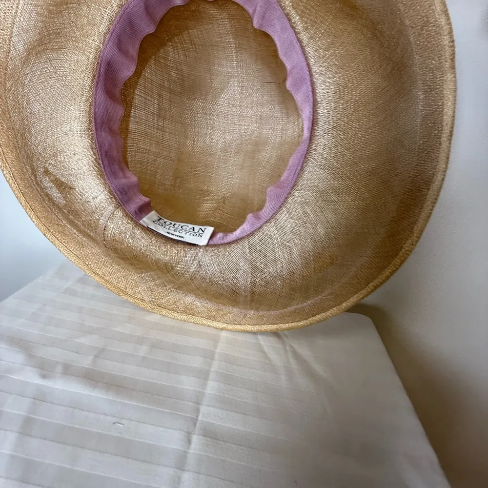 Toucan Collection New York Brimmed Straw Hat Bow Detail Cottagecore Garden Party Tan - Image 9