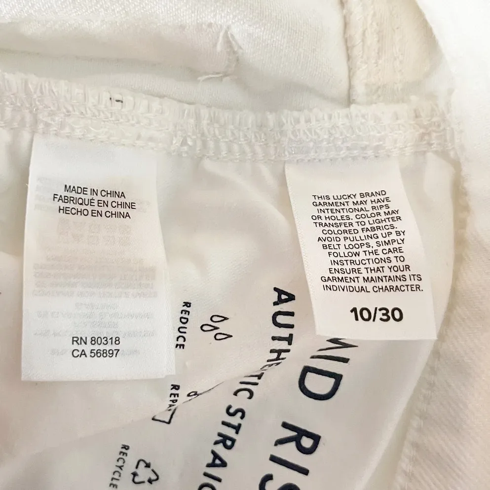 Lucky Brand Mid-Rise Cropped Button-Fly Authentic Straight Jeans White 10 / 30 - Image 3