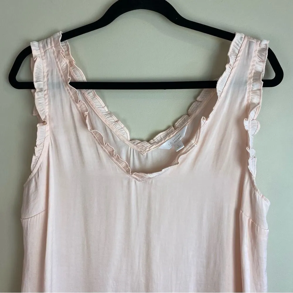 Lauren Conrad Pink Ruffle Trim Sleeveless Top Size L Girlcore Romantic Softgirl - Image 4