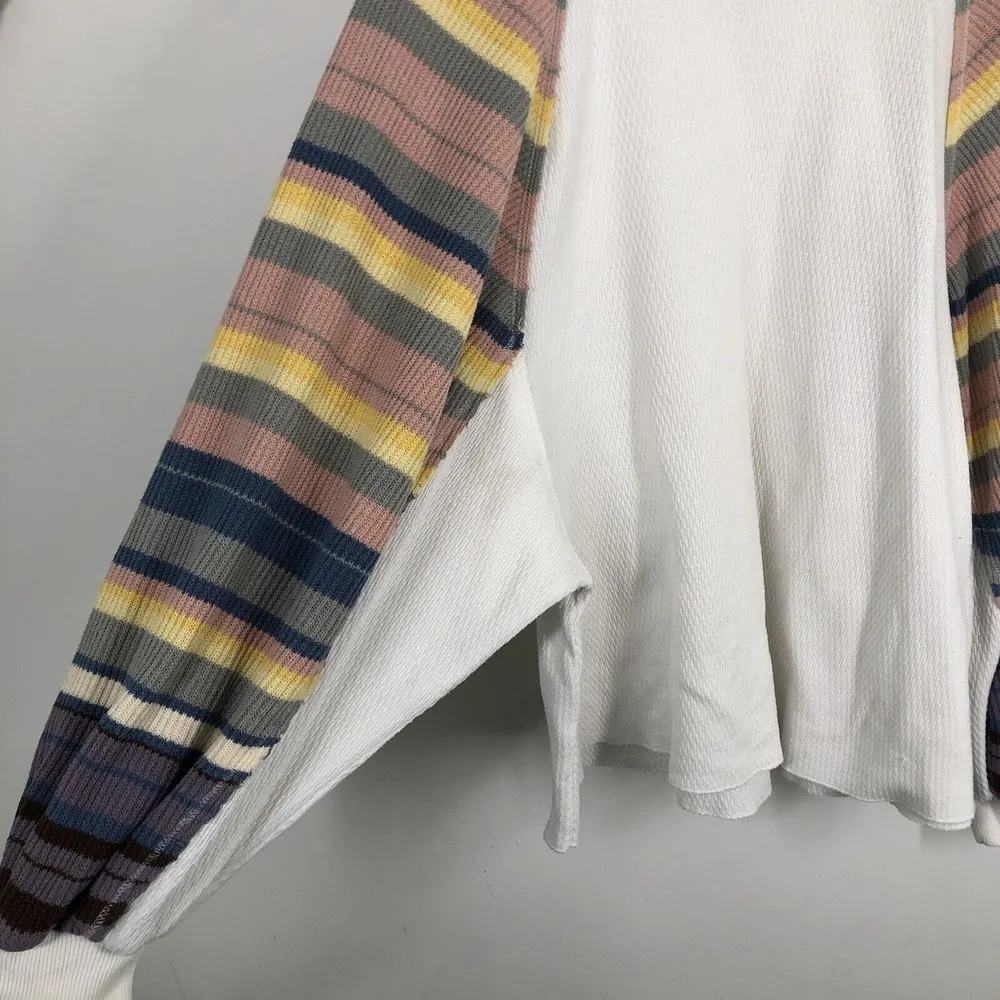 Free People Rainbow Dreams Top L Large KNit Striped We the Free Boxy Boho - Image 8
