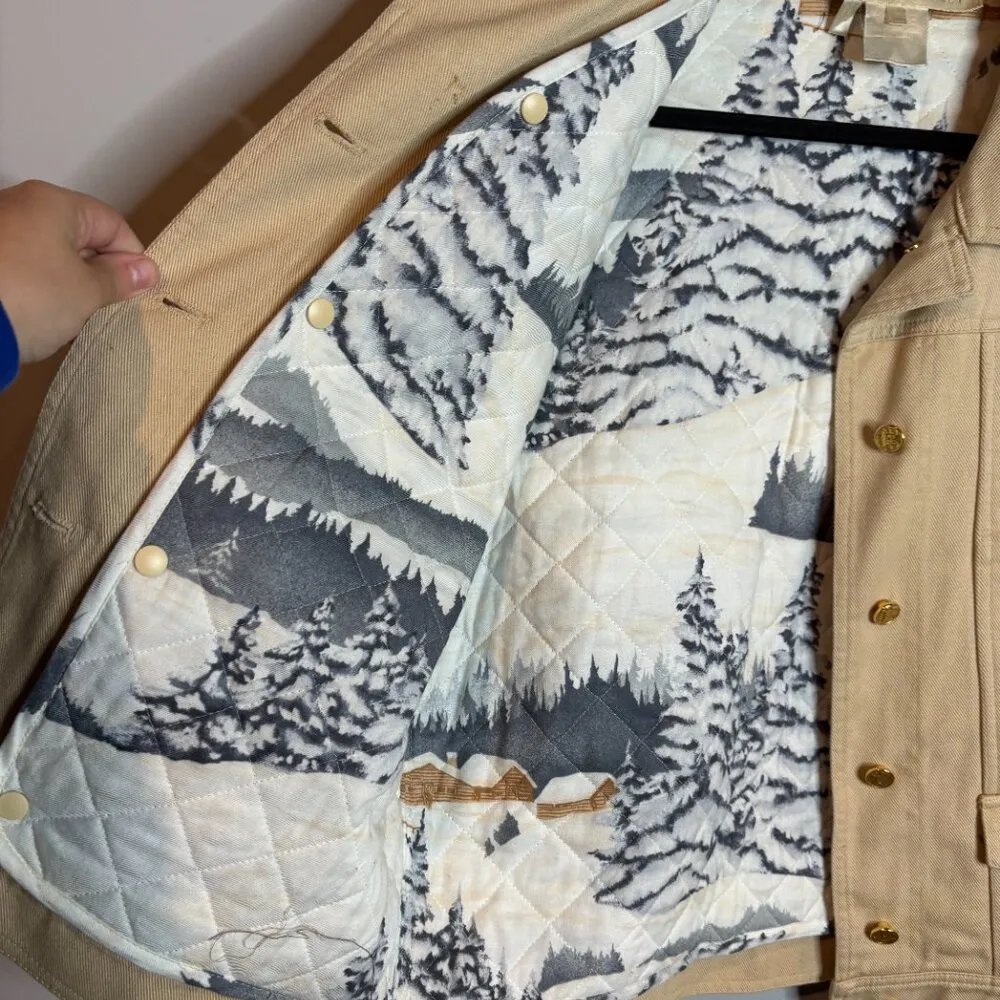 Escada Margaretha Ley tan denim quilted lining jacket Size 8 - Image 6