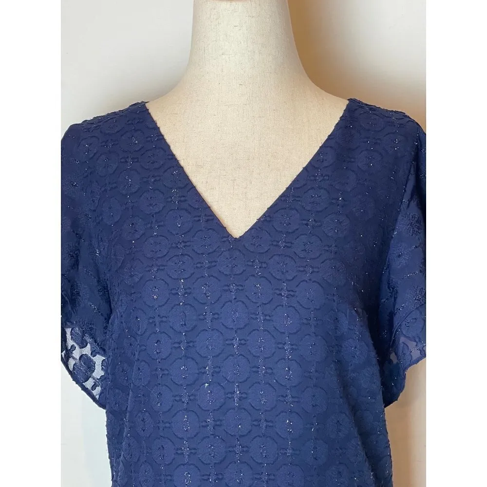 Lilly Pulitzer True Navy Tanzanian Flounce Sleeve Sheath Dress Size 00‎ - Image 7