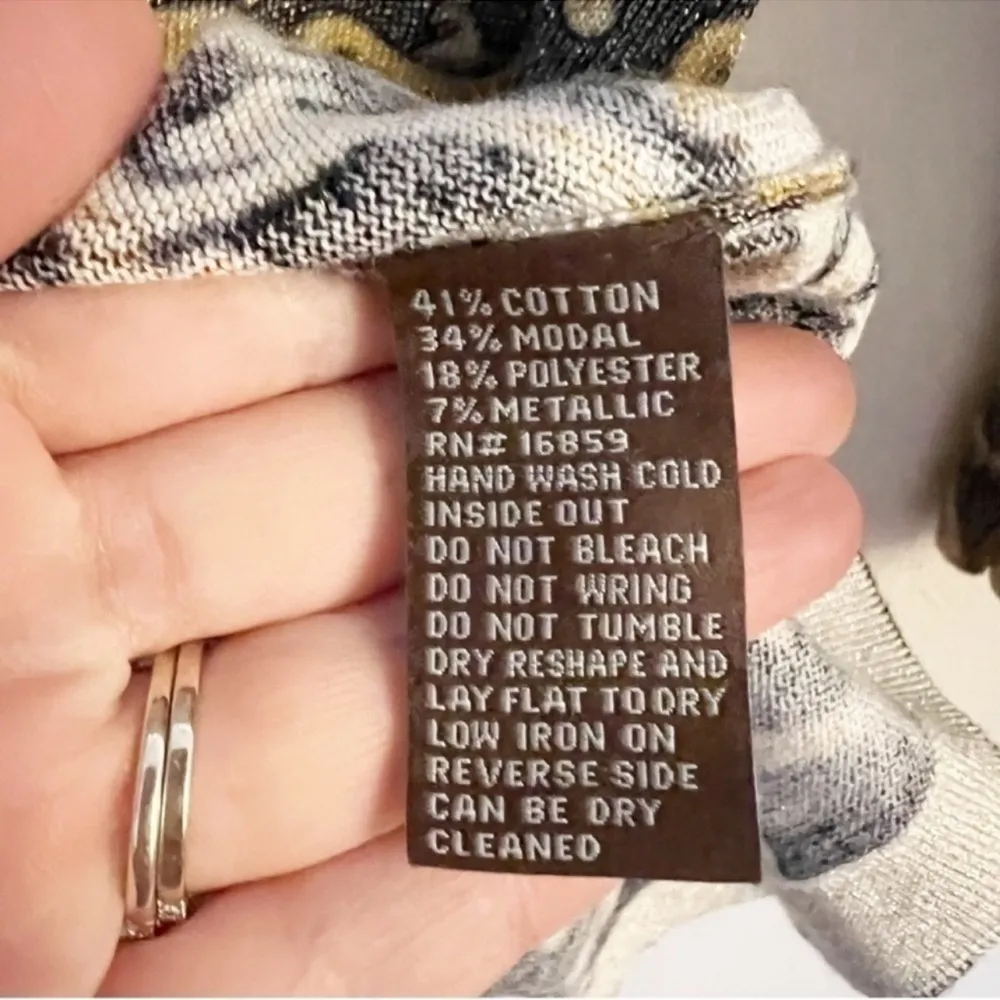 J.McLaughlin Dress Metallic Gold Gray Catalina Cloth Scroll Print Size Small - Image 6