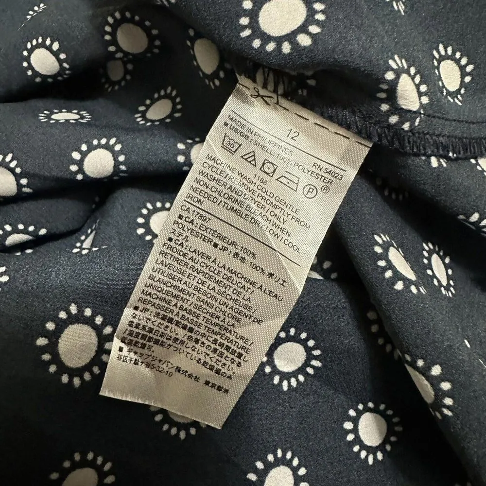 Banana Republic Navy Blue Corset Tie Waist Polka Dot Short Sleeve Dress Sz 12 - Image 10