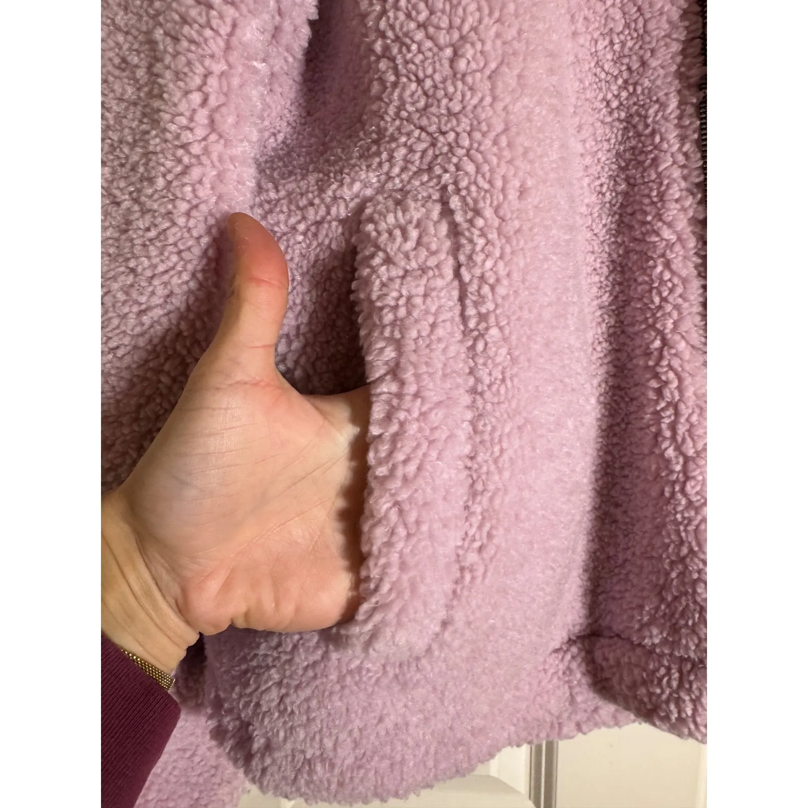 Rare lululemon Cinchable Fleece Zip-Up Jacket Pink Peony, 8 Cozy Teddy Sherpa - Image 6