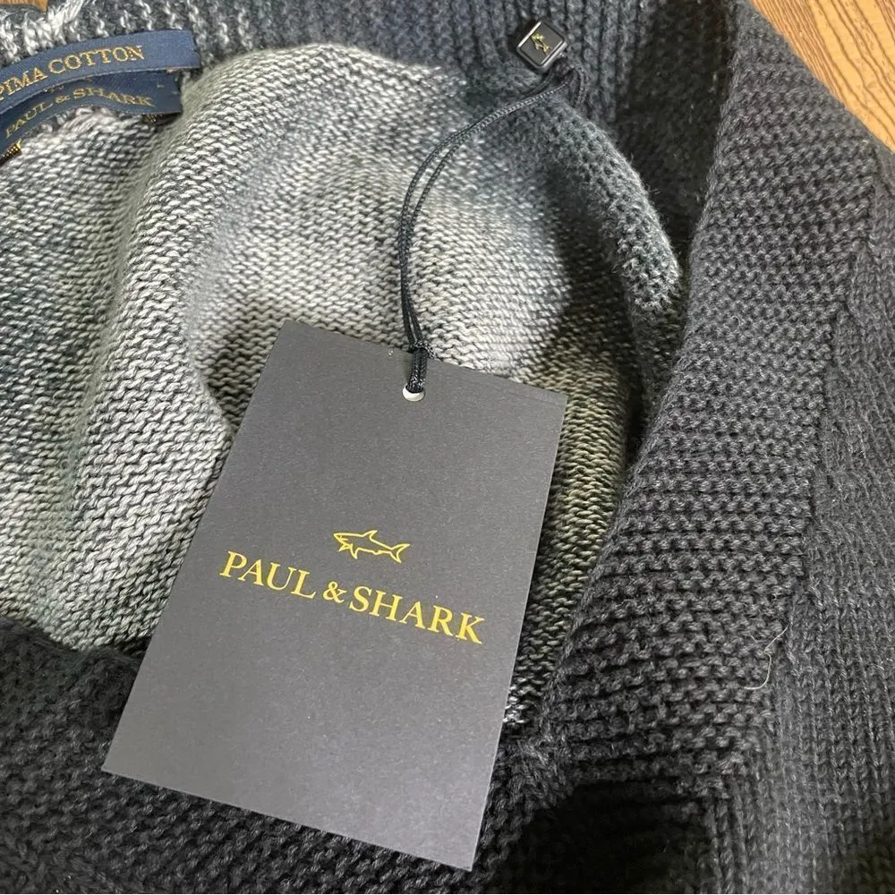 Paul & Shark Yachting Navy Pima‎ Cotton V Neck Short Sleeve Sweater Top Large Blue - Image 6