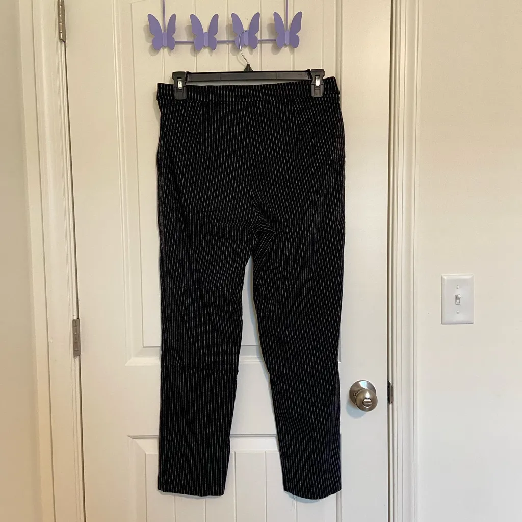 EUC | BRIGGS women’s black white vertical striped pull on dress pants — large - Image 5