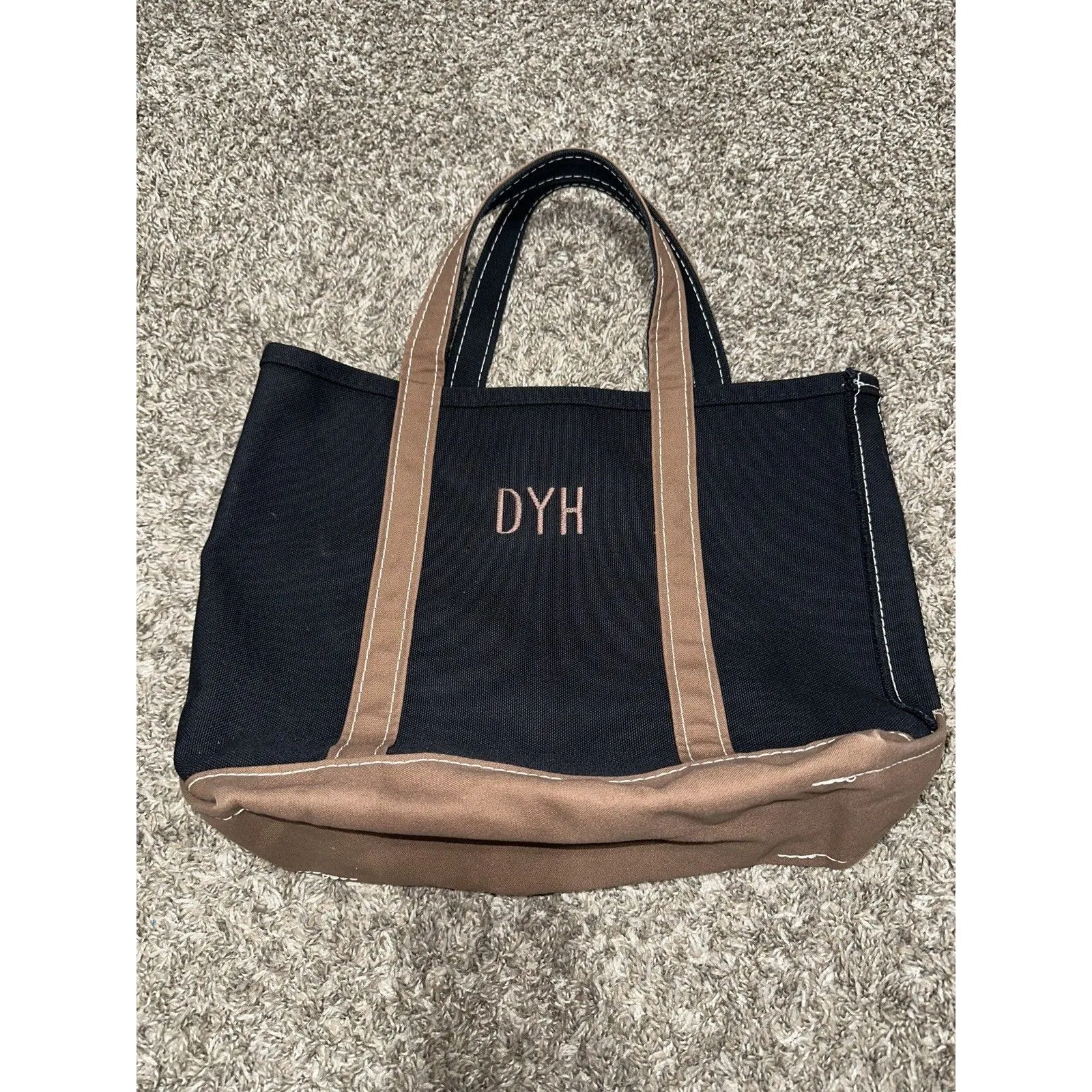 VTG 90s LL Bean Boat & Tote Bag USA Canvas Rare Black Brown medium - Image 2