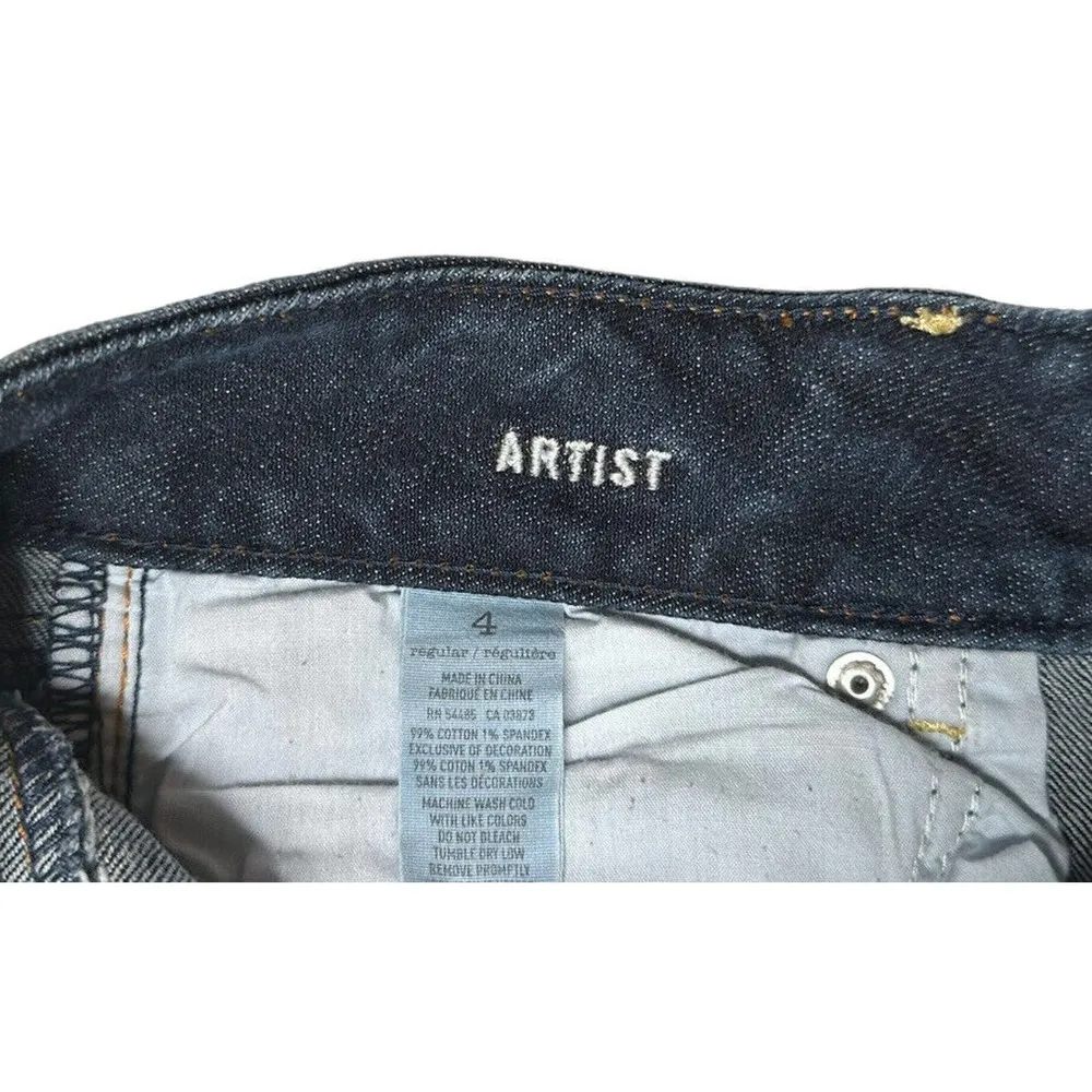 American Eagle Blue Dark Wash Denim Artist Crop Capri Jeans Womens Sz 4 Stretch - Image 6