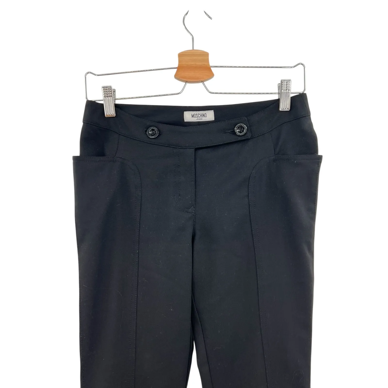 Moschino Jeans‎ Donna Dress Pants Trousers Double Button Waist Black Size US 4 - Image 2