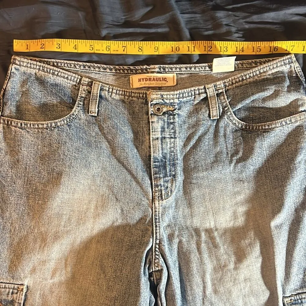 Vintage Y2K hydraulic low rise cargo flare jeans with no waistband 13/14 - Image 8