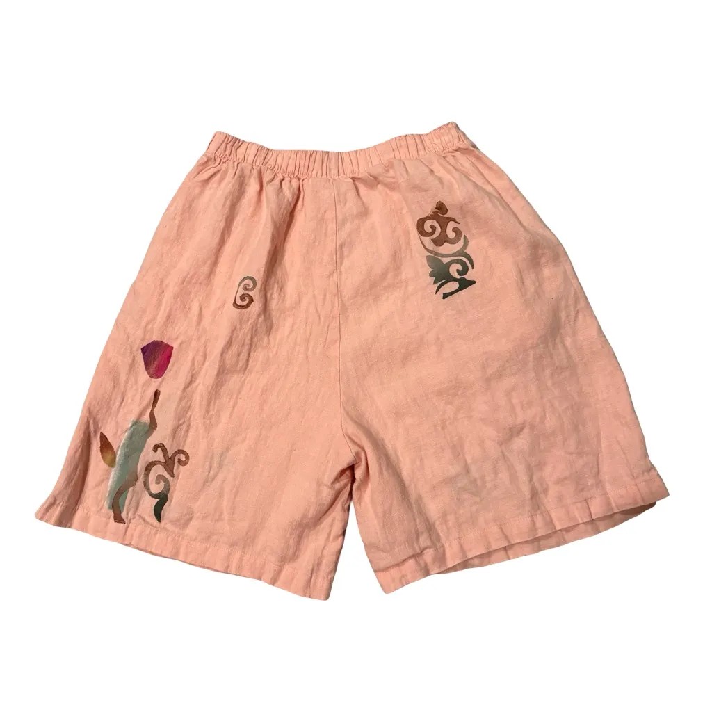 Vtg PLAY ALEGRE Painted Shorts Art To Wear Beach Ocean Lagenlook, Sz M/L Size M - Image 6