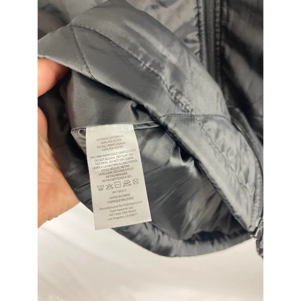 New Socialite S/M Small Medium Solid Black Quilted Oversized Puffer Vest Jacket - Image 6