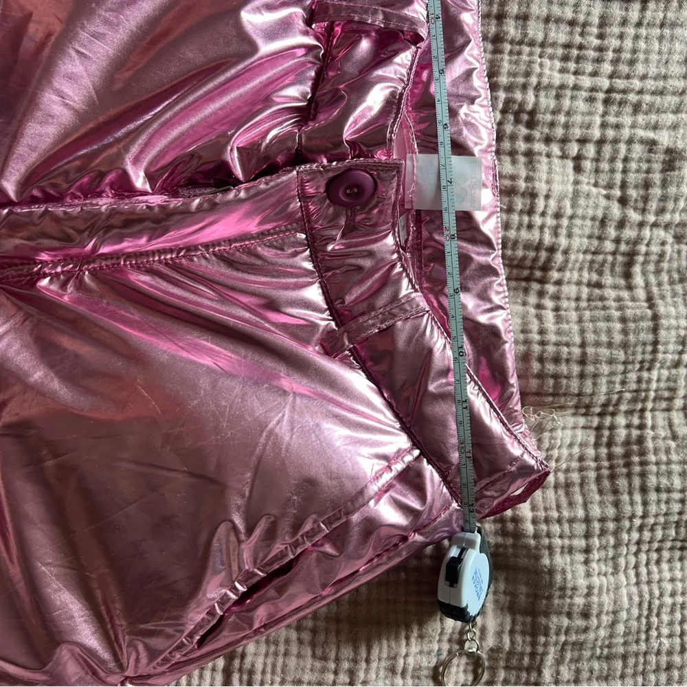 IHEARTRAVES Babycakes Metallic Pink Puffer Snow Pants Mid Rise Flared S - Image 10