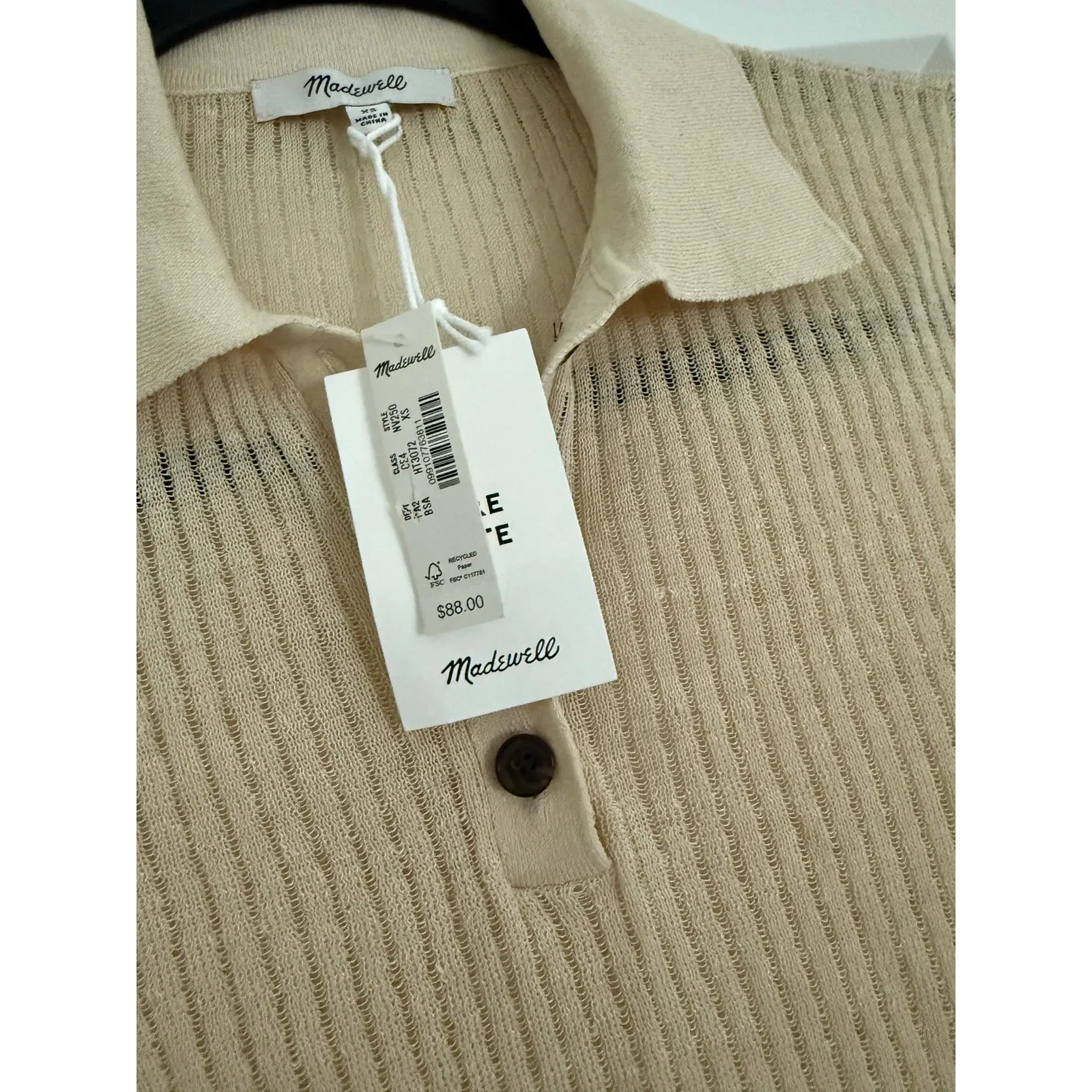 $88 New Madewell Polo Sweater Tee - XS - Sand (tan) - Image 8