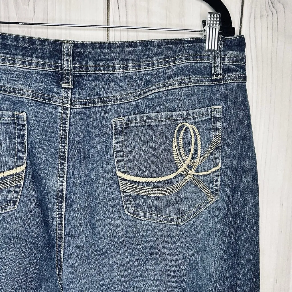 Cato Flared Leg Jeans High Rise Blue Denim Pockets Stretch Size 16 (36 x 31) - Image 9