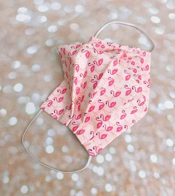 Small Pink Flamingo Premium Cotton Face Mask - Image 2