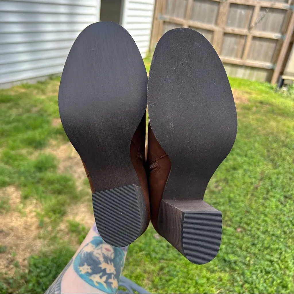 Lance‎ Block Heel Bootie In Cognac Oiled Leather by Bp size 8 - Image 8