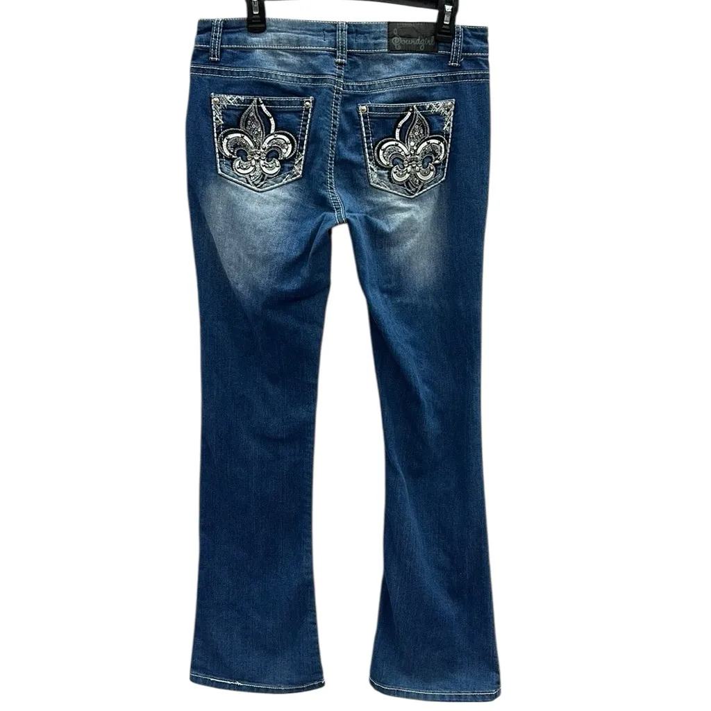 Soundgirl Embellished Western Stretch Denim Mid Rise Bootcut Blue Jeans Size 11 - Image 6