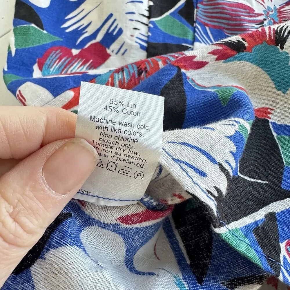 J. Crew Womens Tank Top Size 2 Floral Linen Blend Peplum Sleeveless Multicolor - Image 8