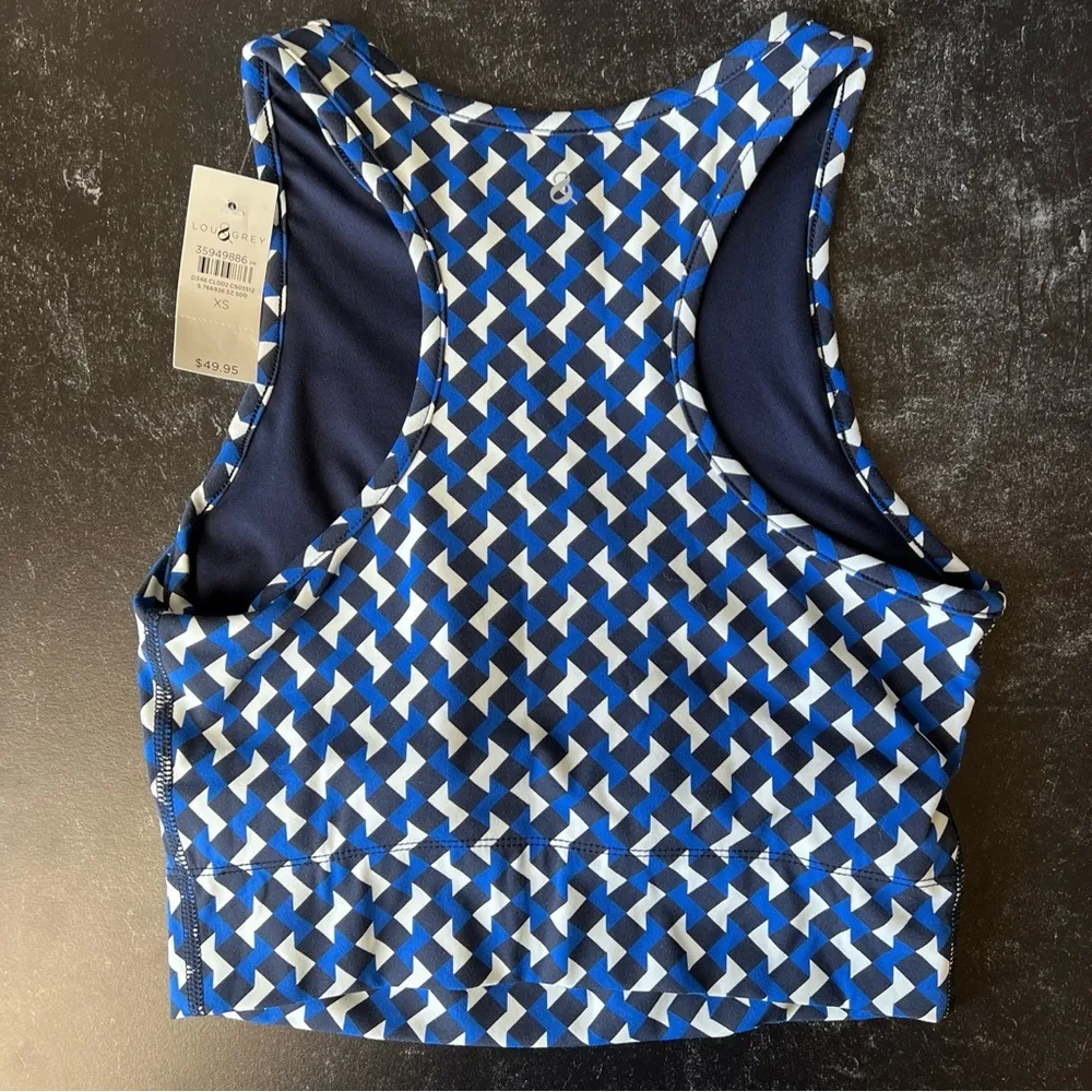 Lou & Grey Chevron Softsculpt Racerback Blue/white/black Bralette XS NWT - Image 11