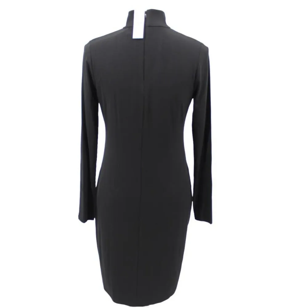 White House Black Market Petite Mock Neck Knit Long Sleeve Dress Button WHBM PS - Image 3