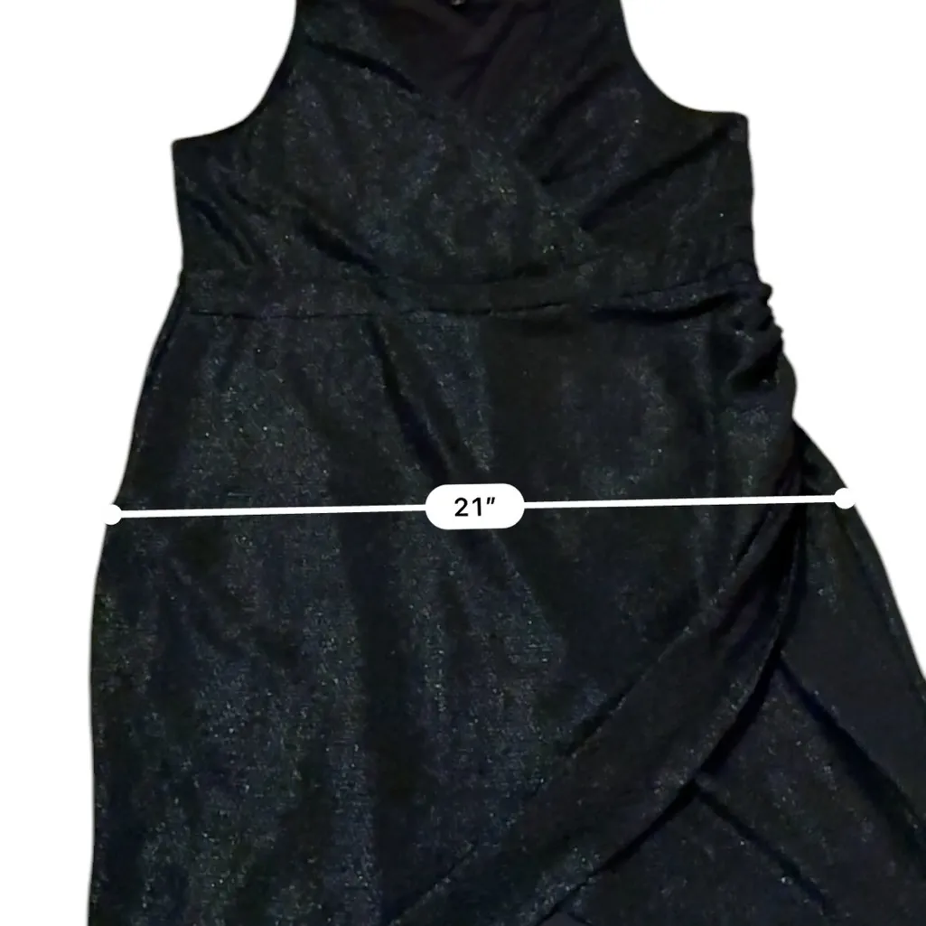Torrid Black‎ Metallic Mini Foil Surplice Sleeveless Tulip Dress Sz 2X Plus - Image 12