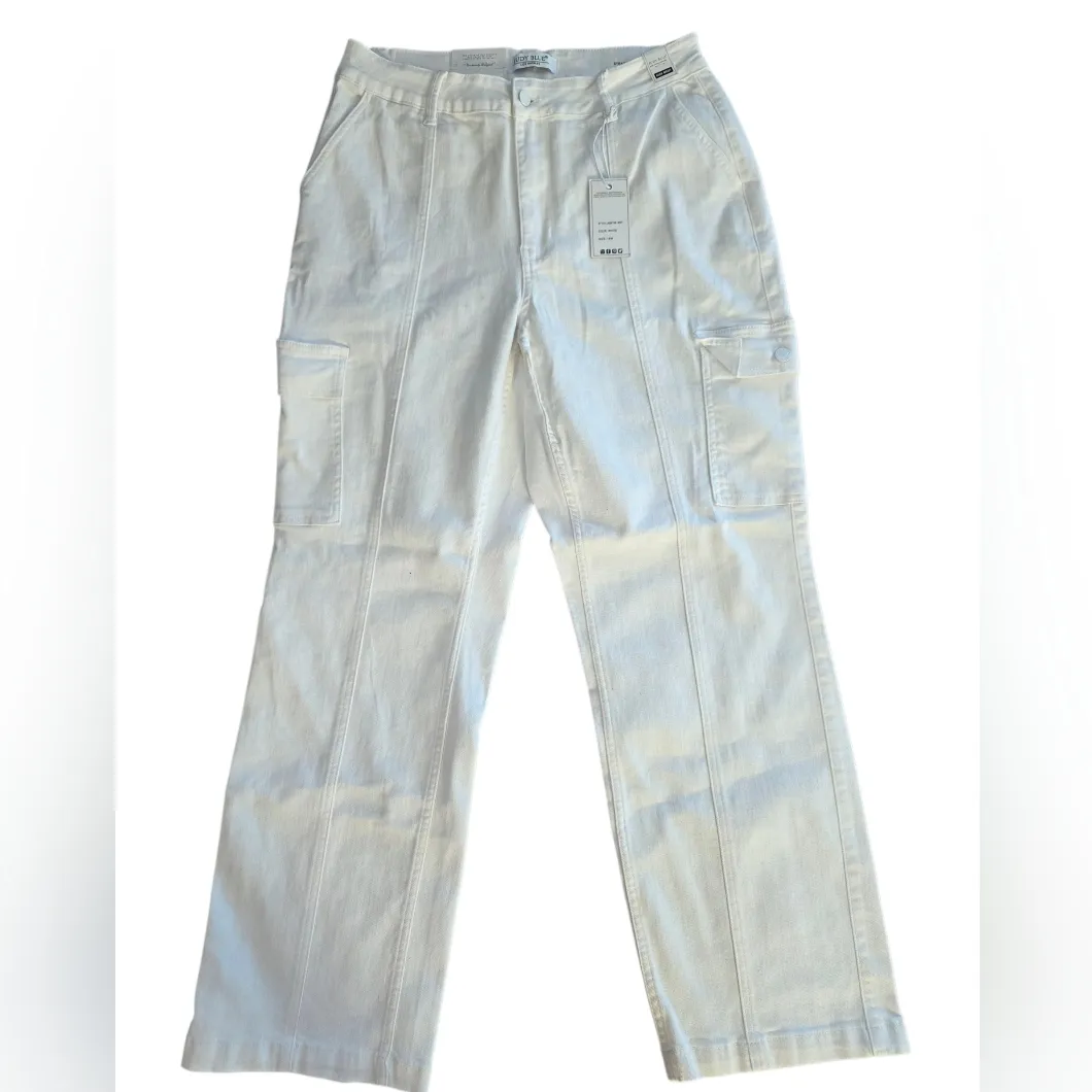 Judy Blue Cargo Straight White Jeans Womens Size 16W High Waist Preppy NEW Plus - Image 4