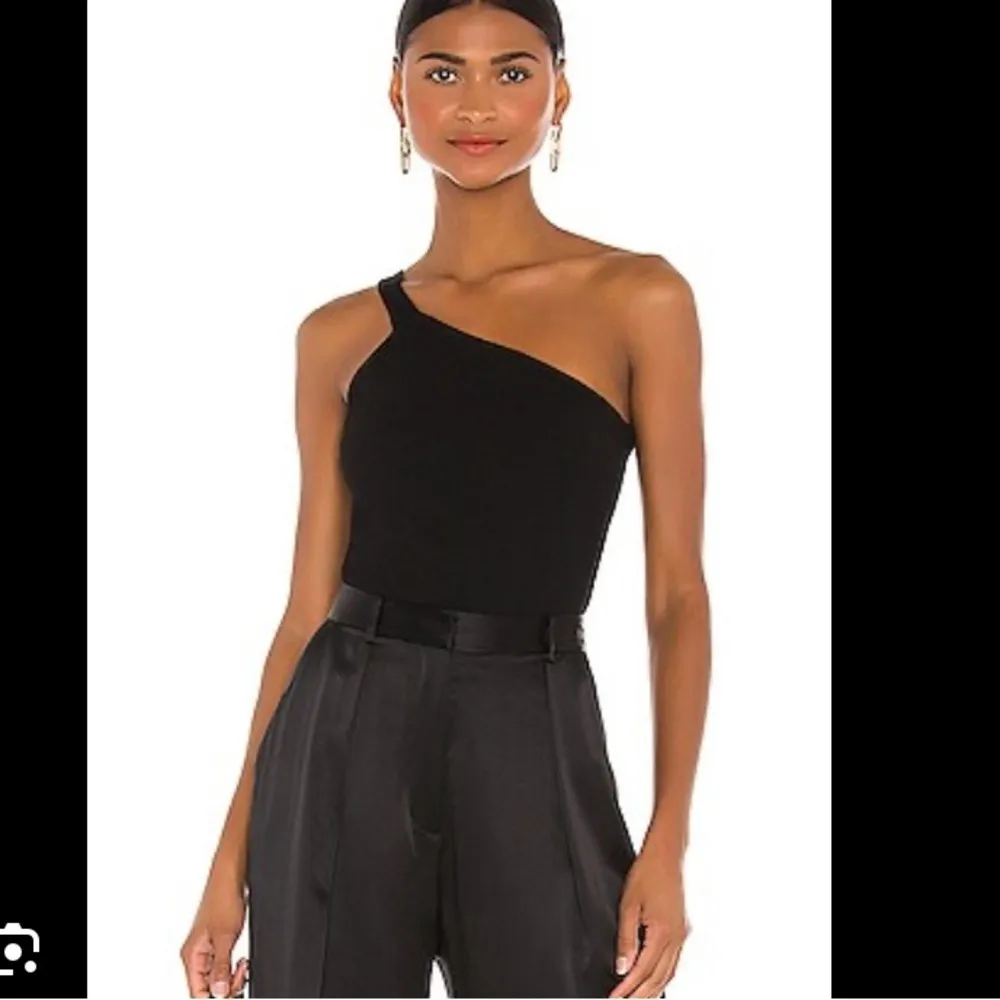 Gauge 81 Rochelle black micro rib asymmetric strap bodysuit. Sold@Revolve. XS - Image 2