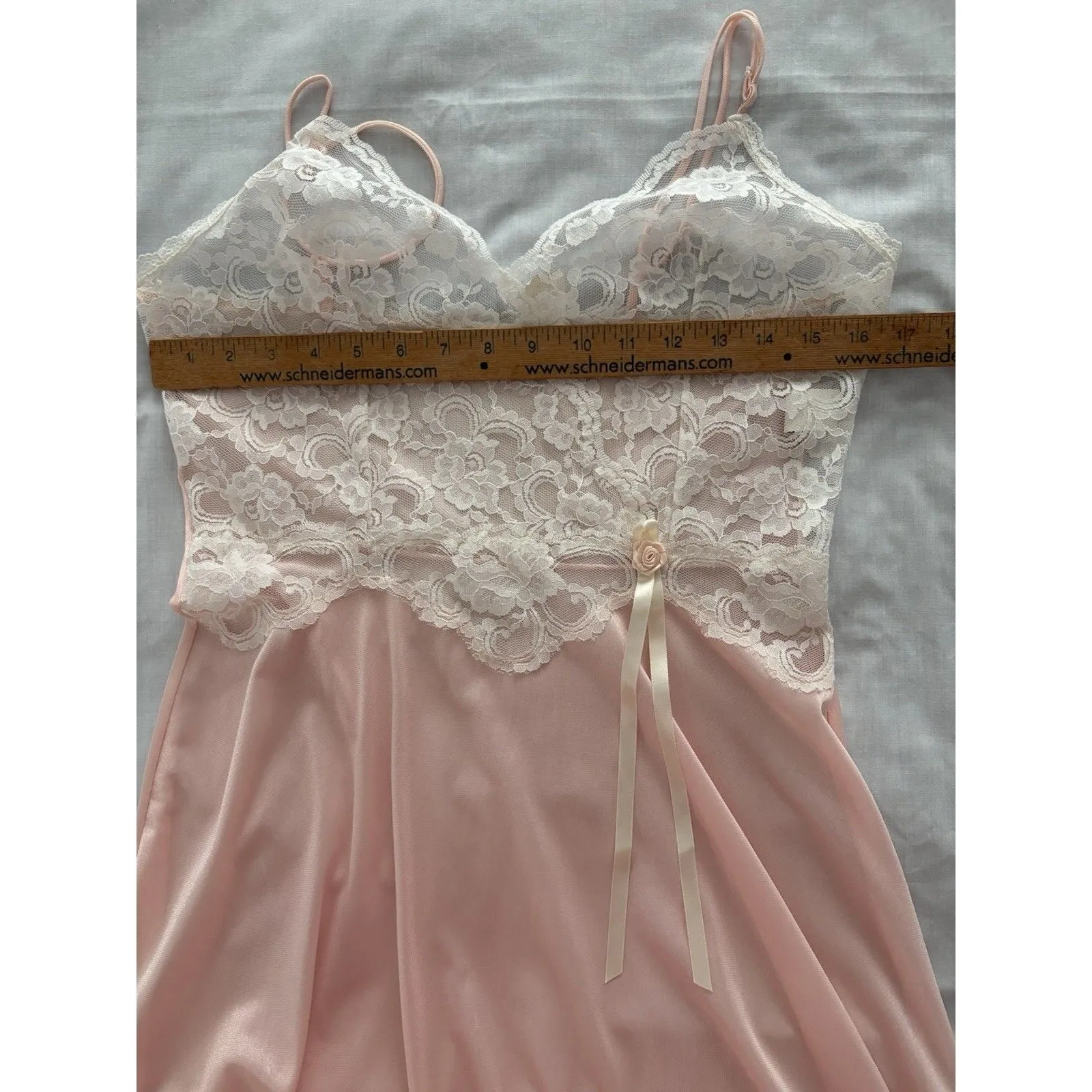 Vintage Adonna Nightgown Size M Pink Sheer Satiny Negligee Lace Fairy Whimsy* Size M - Image 6