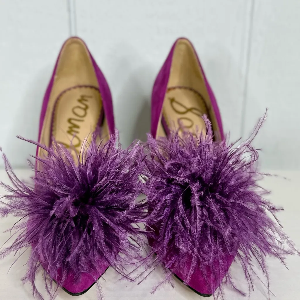 Sam Edelman  Purple Feathered Heels - Image 4