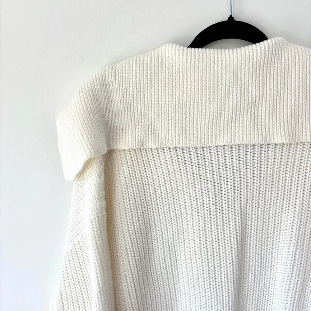 Polo Ralph Lauren O Lace Striped Sweater Nautical White Navy Blue Chunky Knit - Image 9
