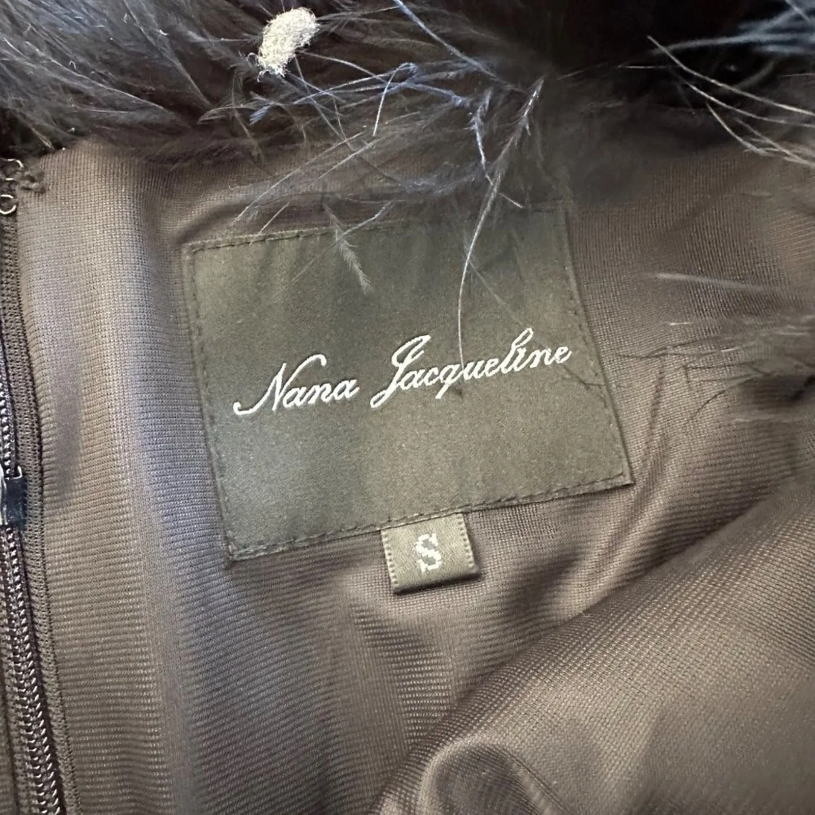 Nana Jacqueline Michelle Fur Trim Mini Dress in Black - Image 3