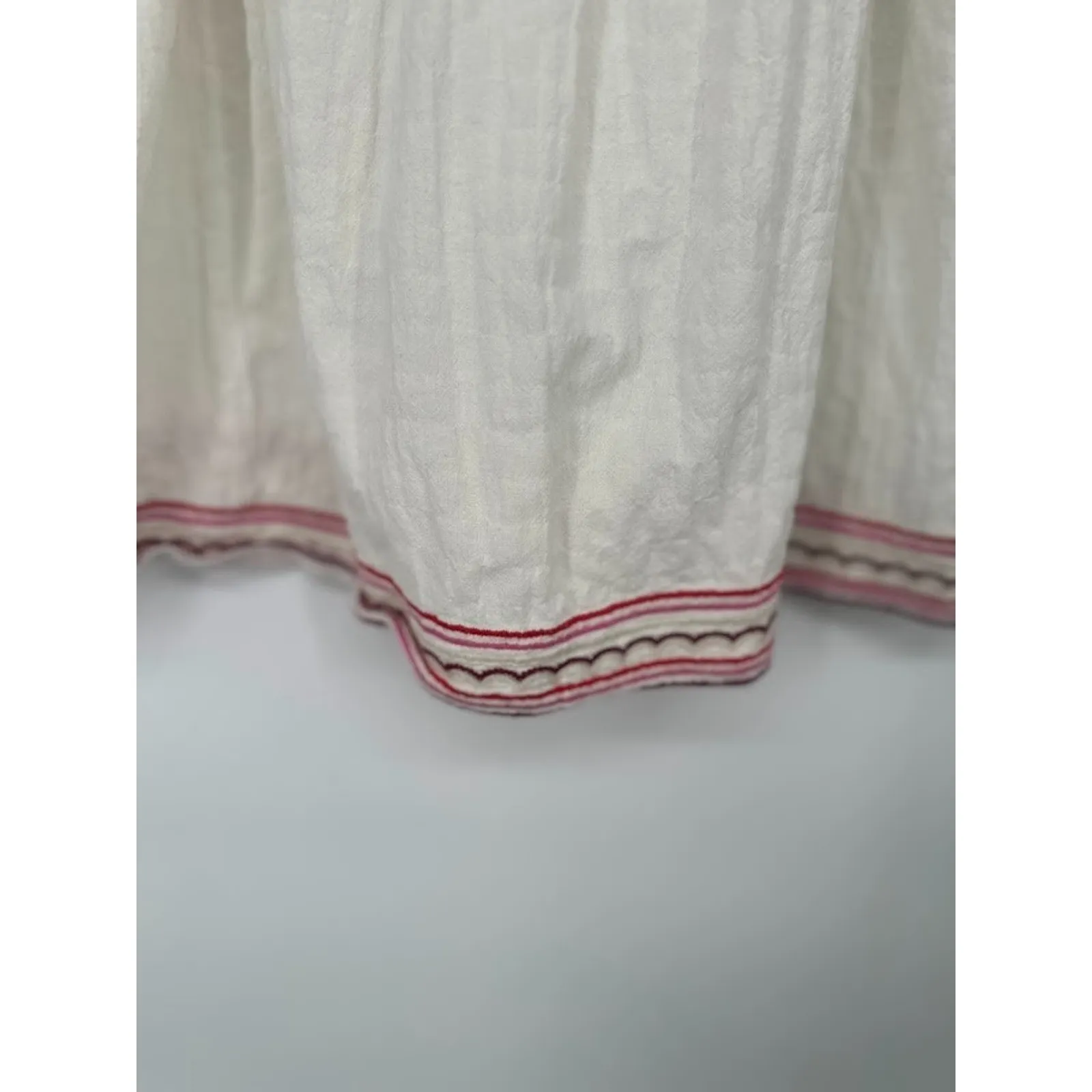 Madewell Womens M Embroidered Flower Sandblossom Top White Boho Hippie Flowy - Image 4