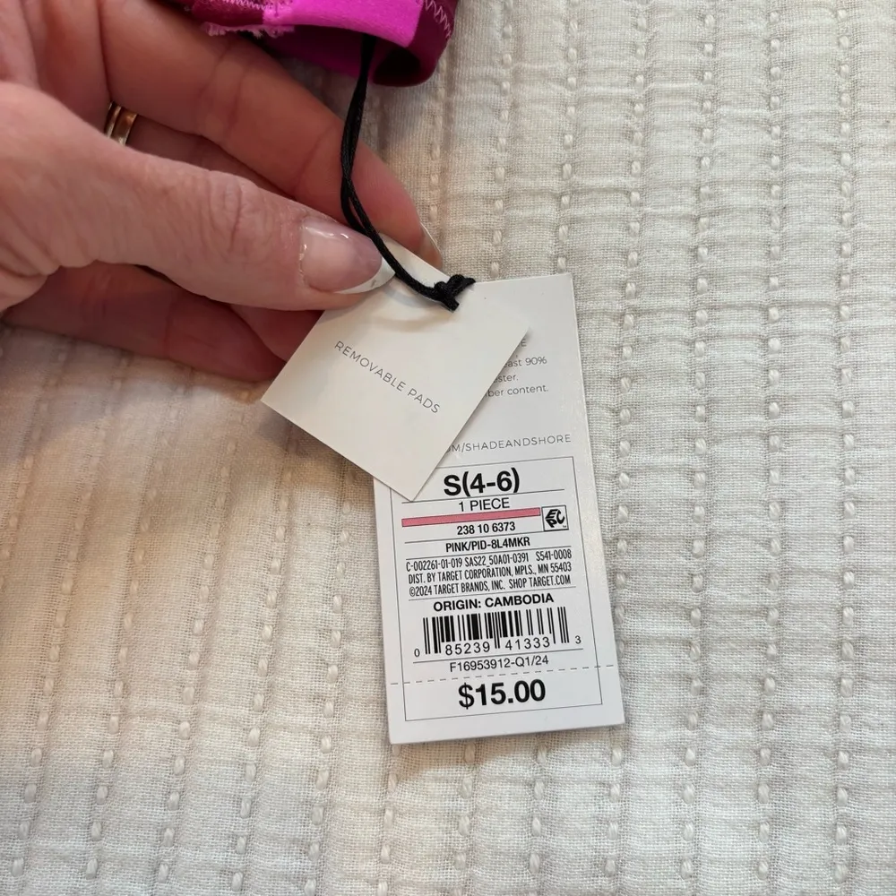 Shade & Shore Women's Bandeau Halter Tie Bikini Top Pink Bold Stripes NWT S 4/6 - Image 2