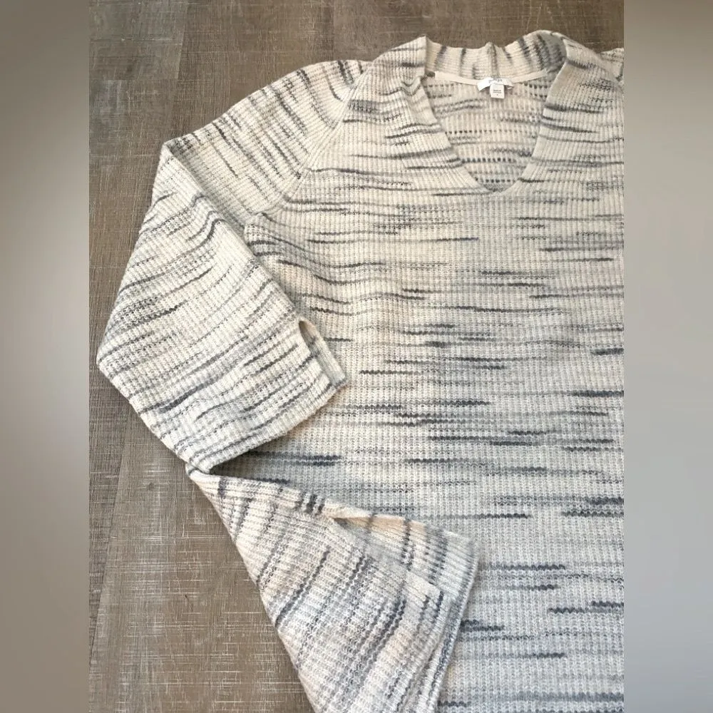 J. JILL Pure Jill Waffle Ribbed V-Neck Sweater Women’s L Striped Knit Tunic Cozy - Image 5