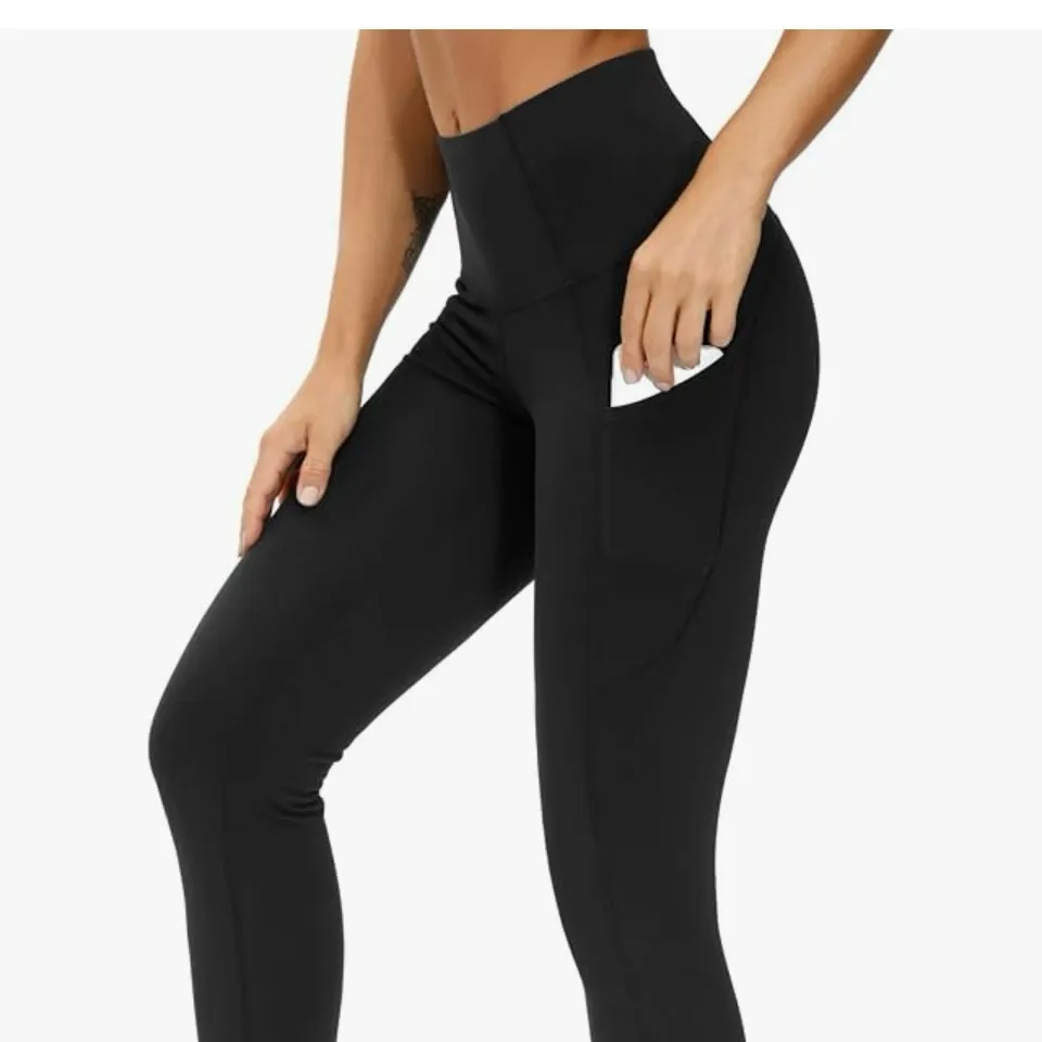 THE GYM PEOPLE Thick High Waist workout‎ Leggings pockets no roll waistband M Black Size M - Image 2